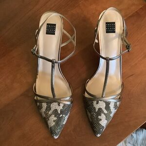 White House Black Market Silver Sequin Heels